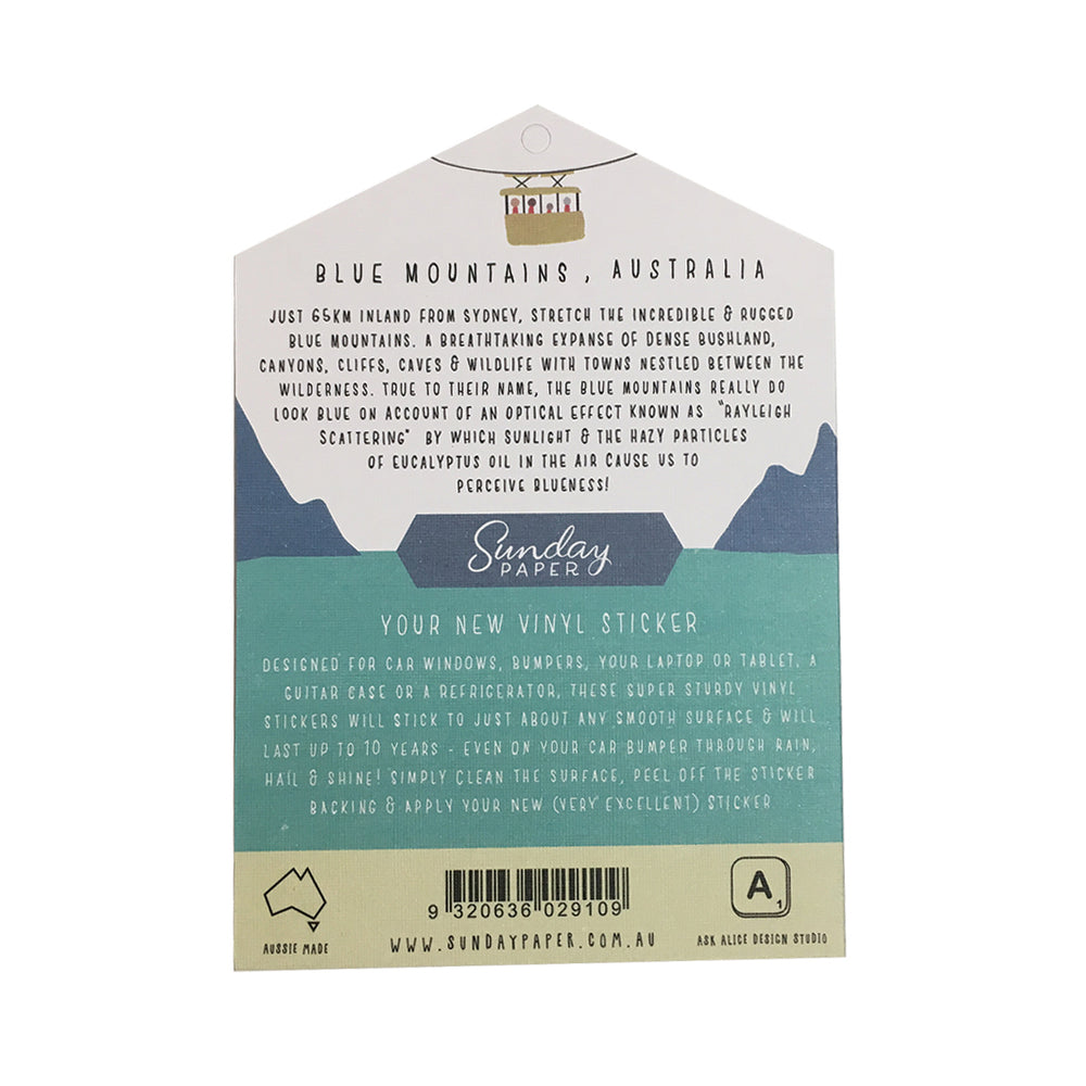 Sunday Paper Vinyl Bumper Sticker - Blue Mountains