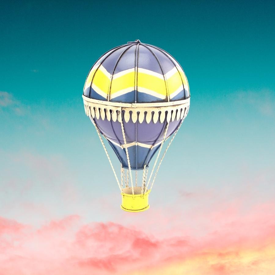 Vintage Diecast Metal Small Hot Air Balloon - Purple