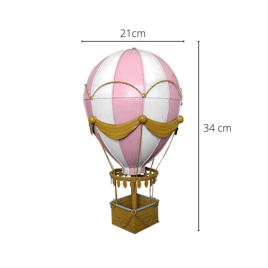 Vintage Diecast Metal Medium Hot Air Balloon - Pink