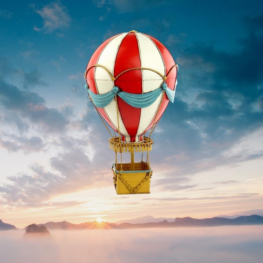 Vintage Diecast Metal Medium Hot Air Balloon - Red
