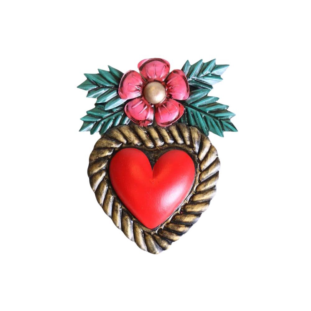 Rosita Heart Mexican Folk Art Tin Heart 15cm