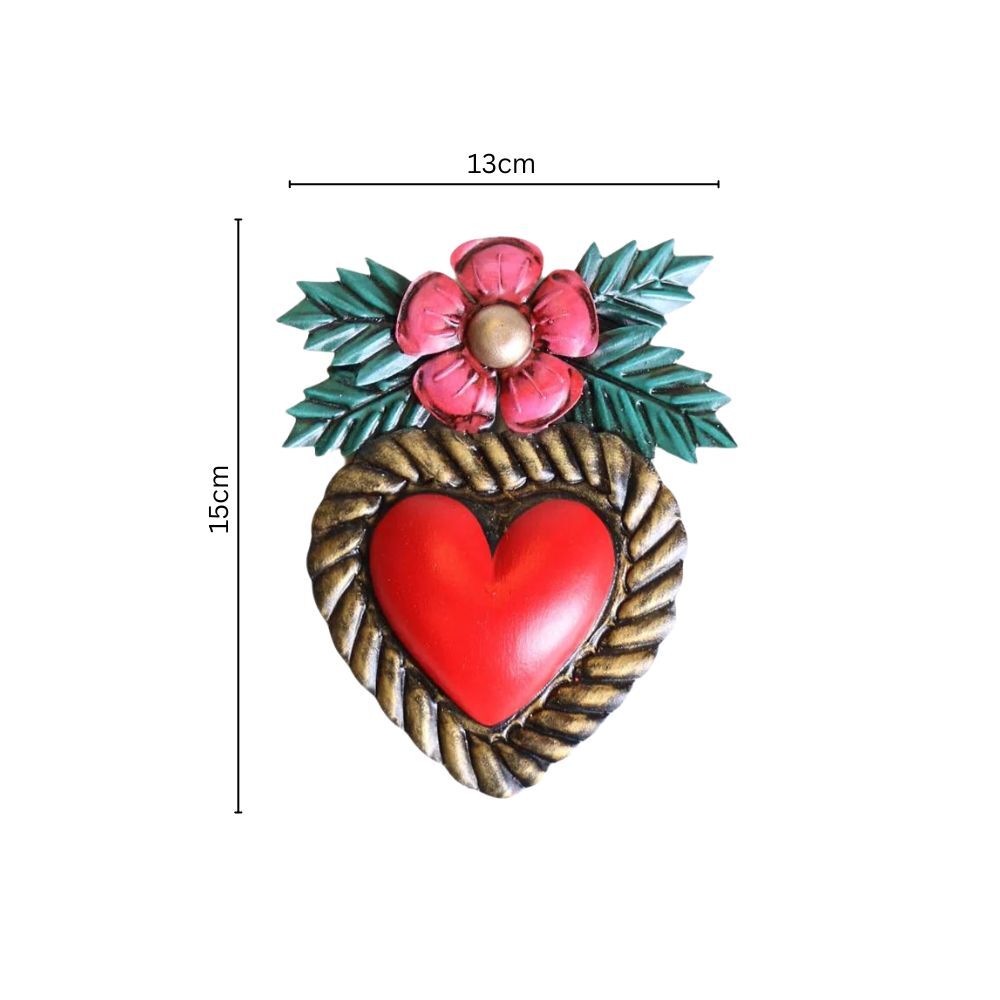Rosita Heart Mexican Folk Art Tin Heart 15cm
