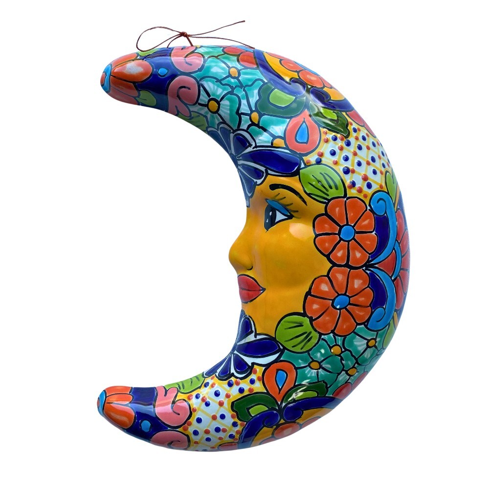 Mexican Talavera Ceramic Wall Hanging Moon 32cm