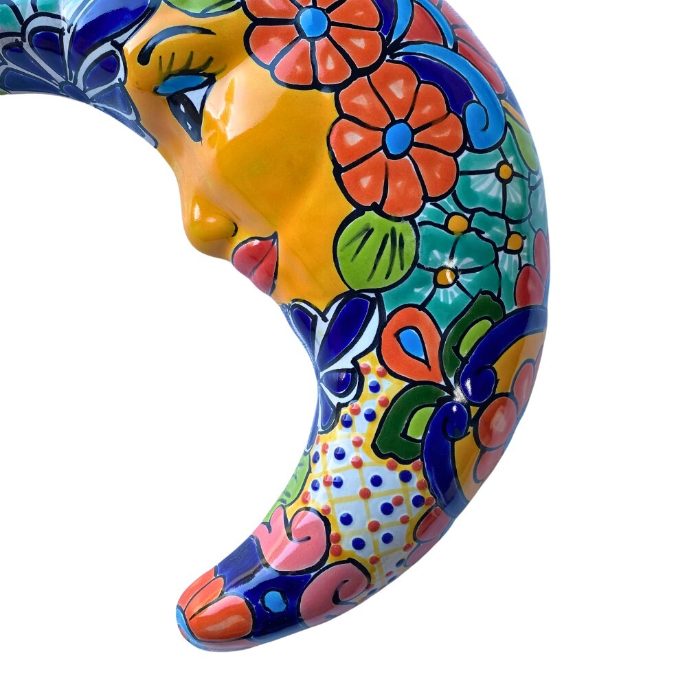 Mexican Talavera Ceramic Wall Hanging Moon 32cm