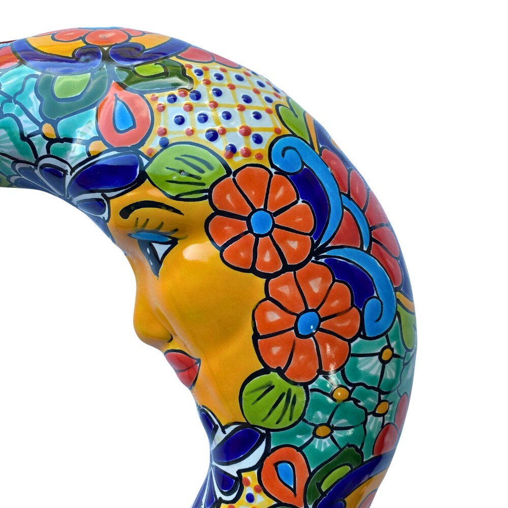 Mexican Talavera Ceramic Wall Hanging Moon 32cm