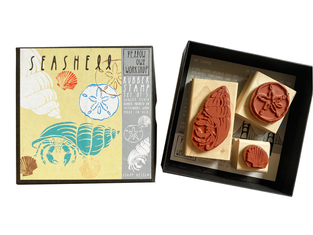 Yellow Owl Workshop Seashell Rubber Stamp Set of 3