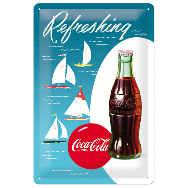 Nostalgic Art Coca Cola Sailing Boats A4 Embossed Metal Sign