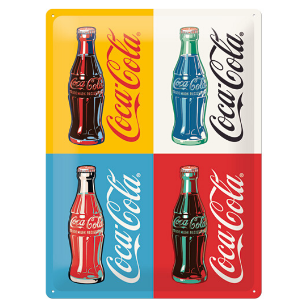 Nostalgic Art Coke 4 Bottles Pop Art A3 Embossed Metal Sign