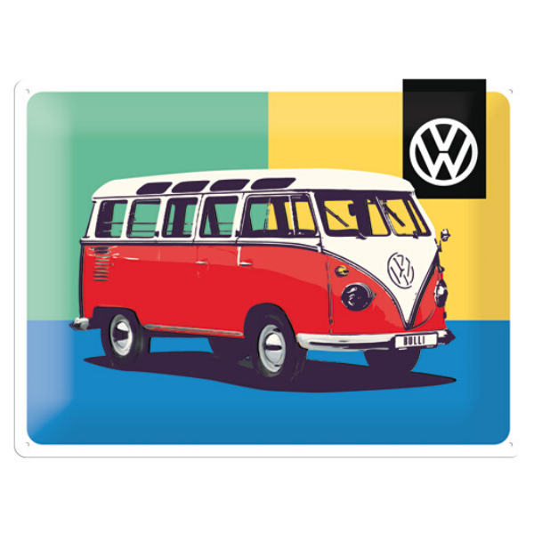 Volkswagen Bulli Kombi Bus Pop Art A3 Embossed Metal Sign