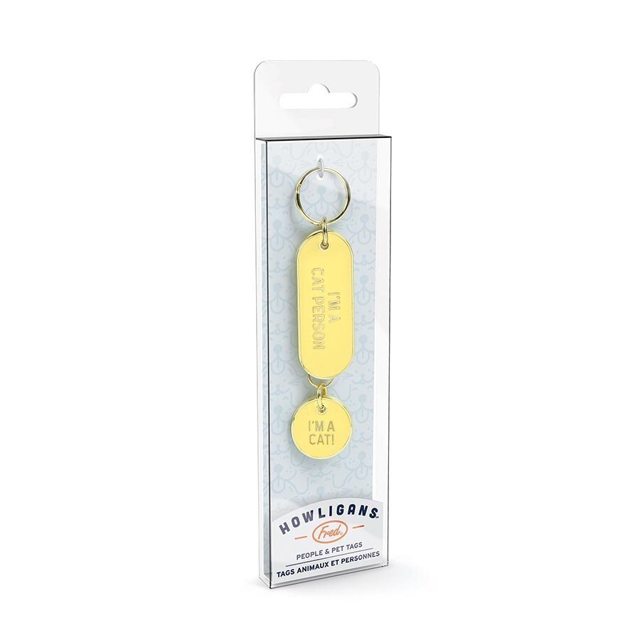 Fred Cat Person Keychain and Pet Tag Set