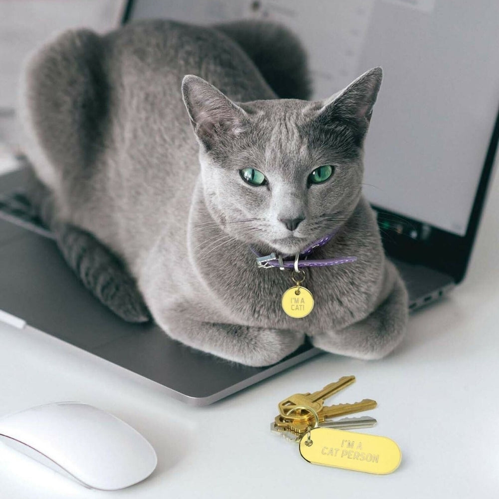 Fred Cat Person Keychain and Pet Tag Set