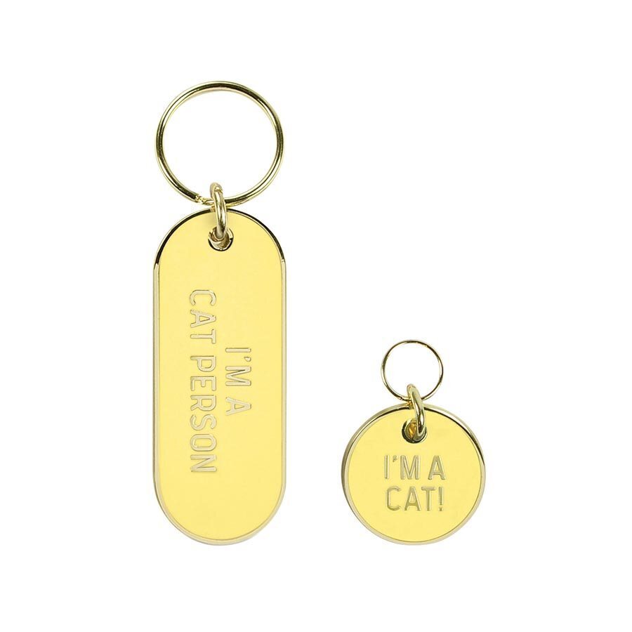 Fred Cat Person Keychain and Pet Tag Set