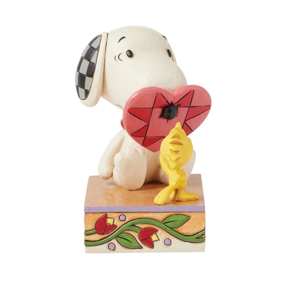 Peanuts by Jim Shore Snoopy with Nose Through Heart & Woodstock