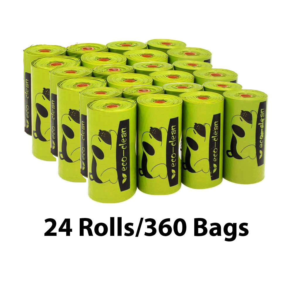 Eco-Clean Biodegradable Dog Waste Poop Bags 24 Rolls (360 pcs)