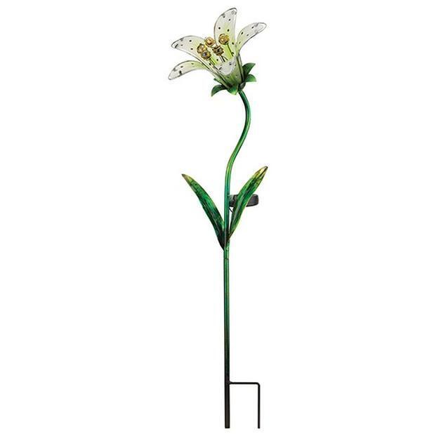 Regal Garden Decor Solar Tiger Lily Stake White 84cm
