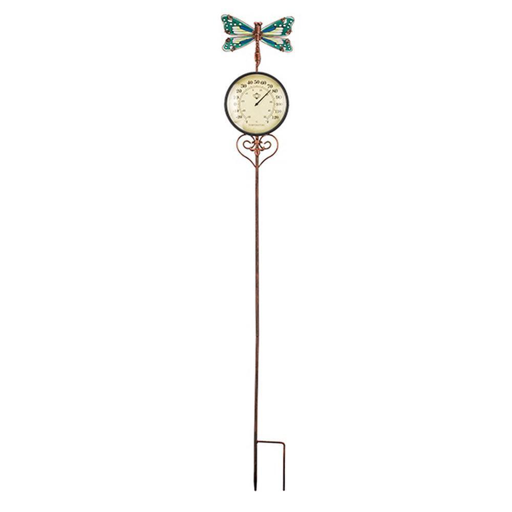 Regal Garden Decor Thermometer Stake Dragonfly