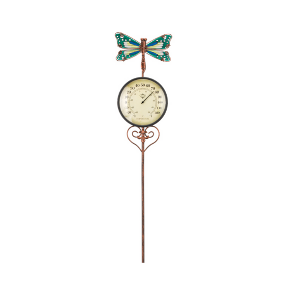 Regal Garden Decor Thermometer Stake Dragonfly
