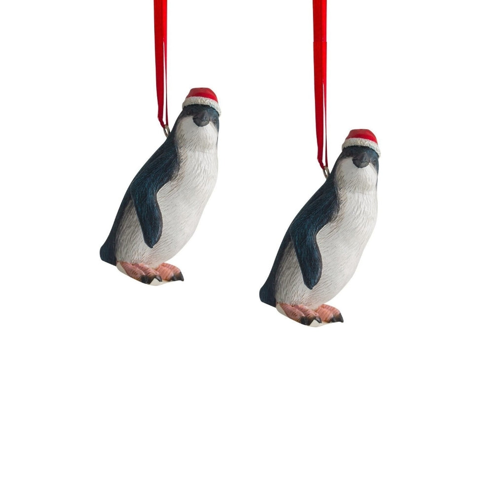 Australiana Christmas Hat Penguin Hanging Figure 8cm (Set of 2)