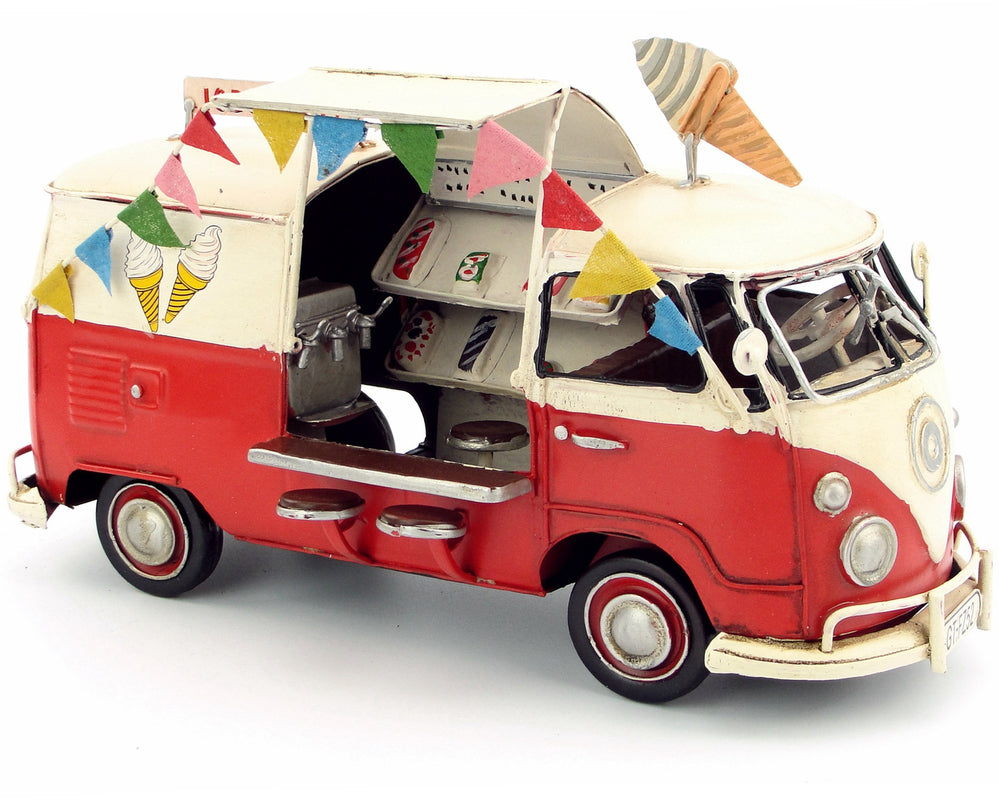 VW Replica Metal Red Ice Cream Kombi Camper Bus