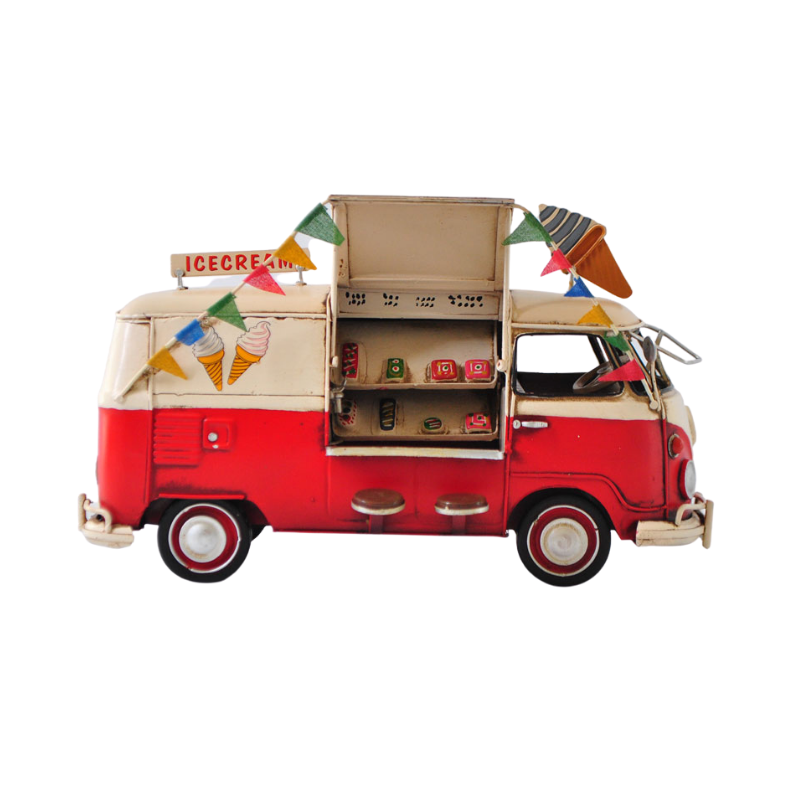 VW Replica Metal Red Ice Cream Kombi Camper Bus