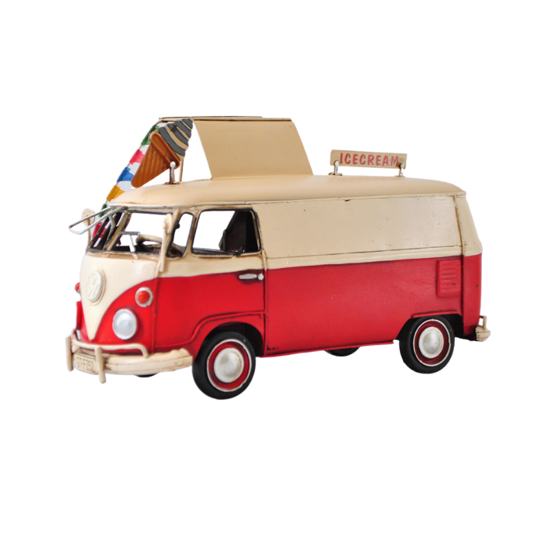 VW Replica Metal Red Ice Cream Kombi Camper Bus