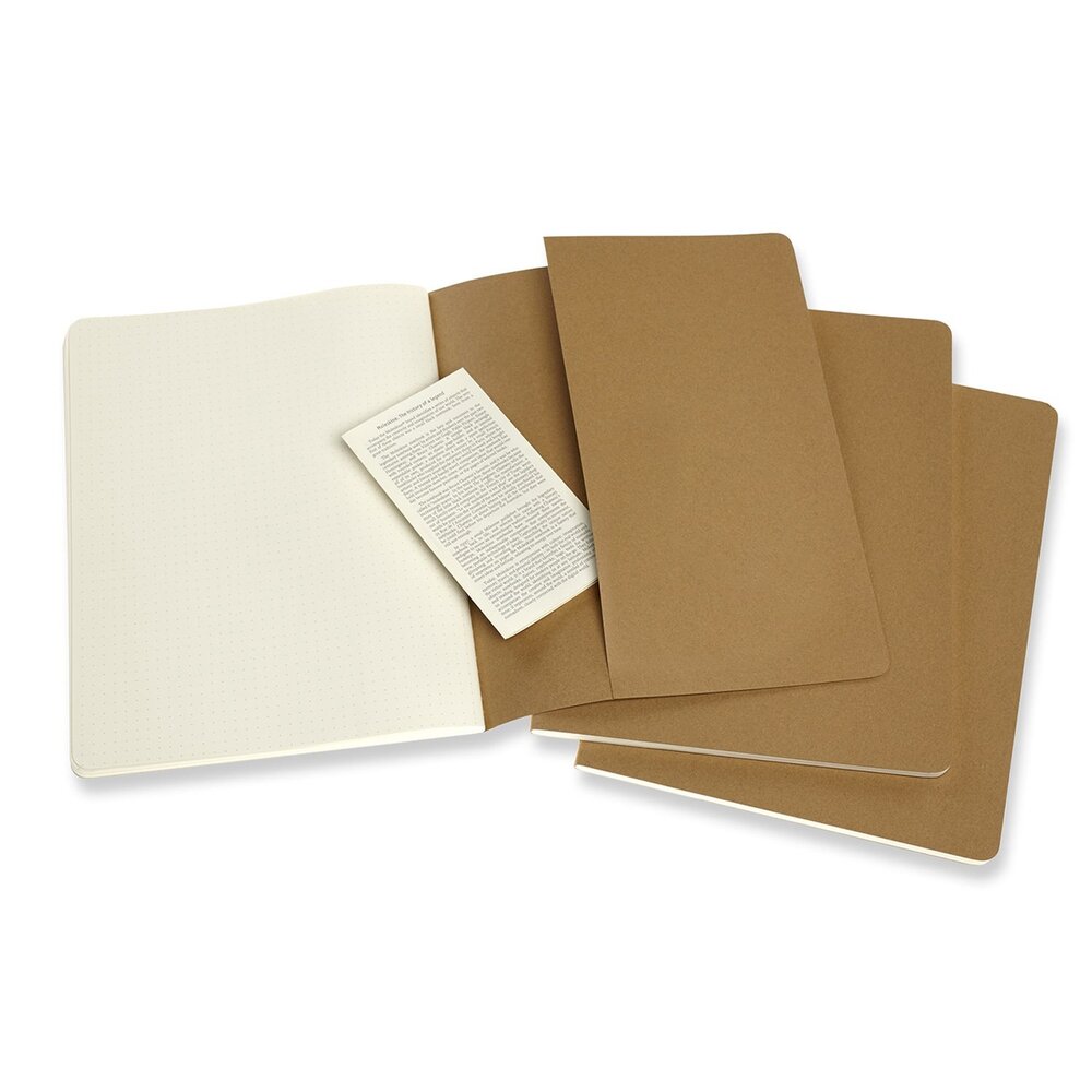 Moleskine Cahier Notebook Dotted Extra Large Kraft (Set of 3)