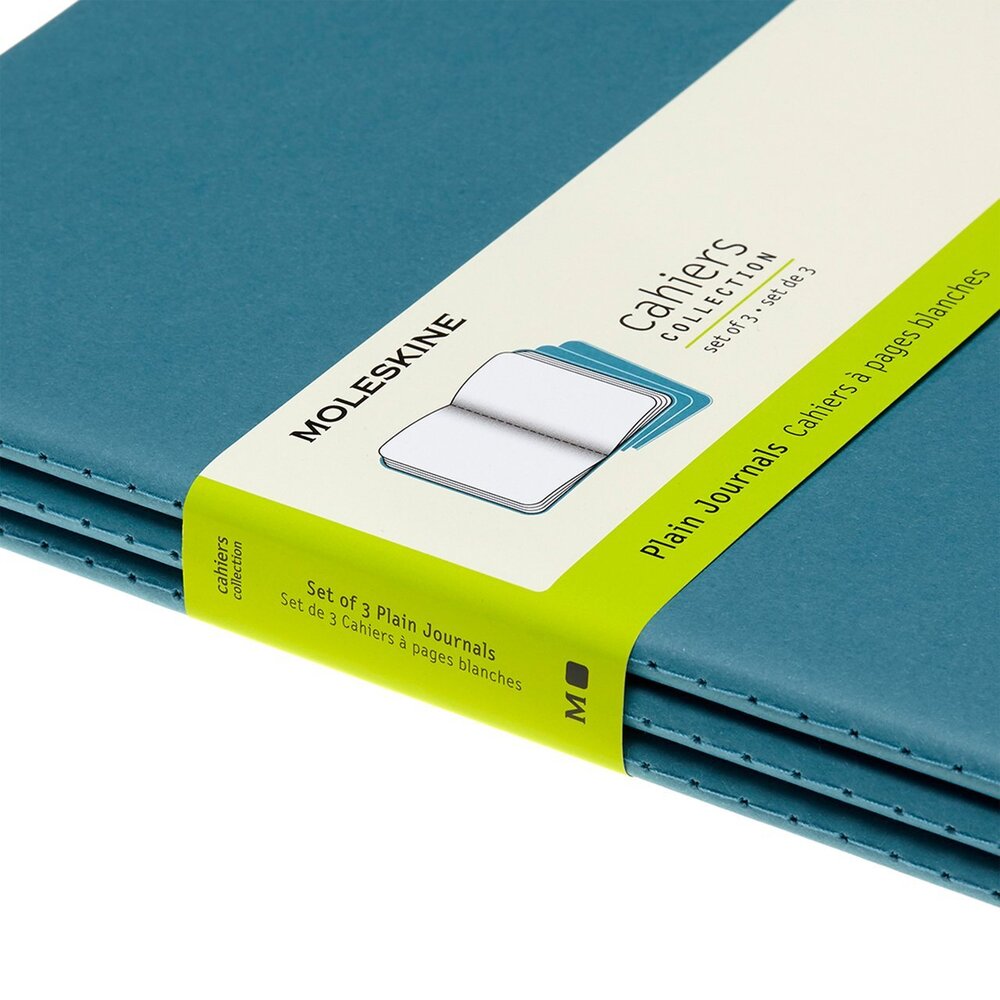 Moleskine Cahier Notebook Plain Extra Large Brisk Blue (Set of 3)