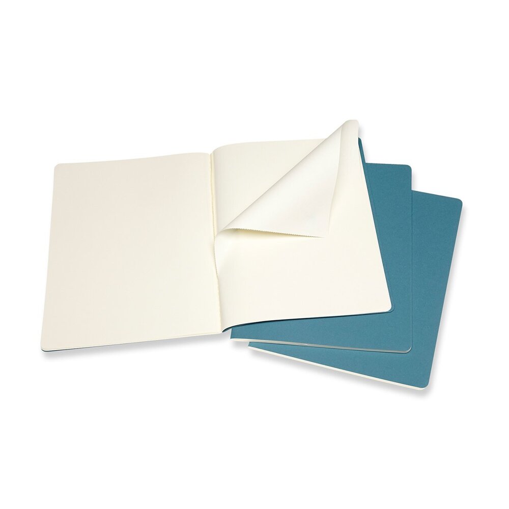 Moleskine Cahier Notebook Plain Extra Large Brisk Blue (Set of 3)