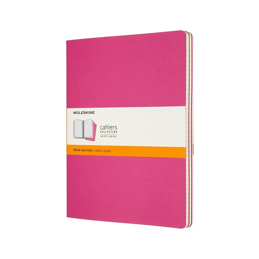 Moleskine Cahier Notebook Ruled Extra Large Kinetic Pink (Set of 3)