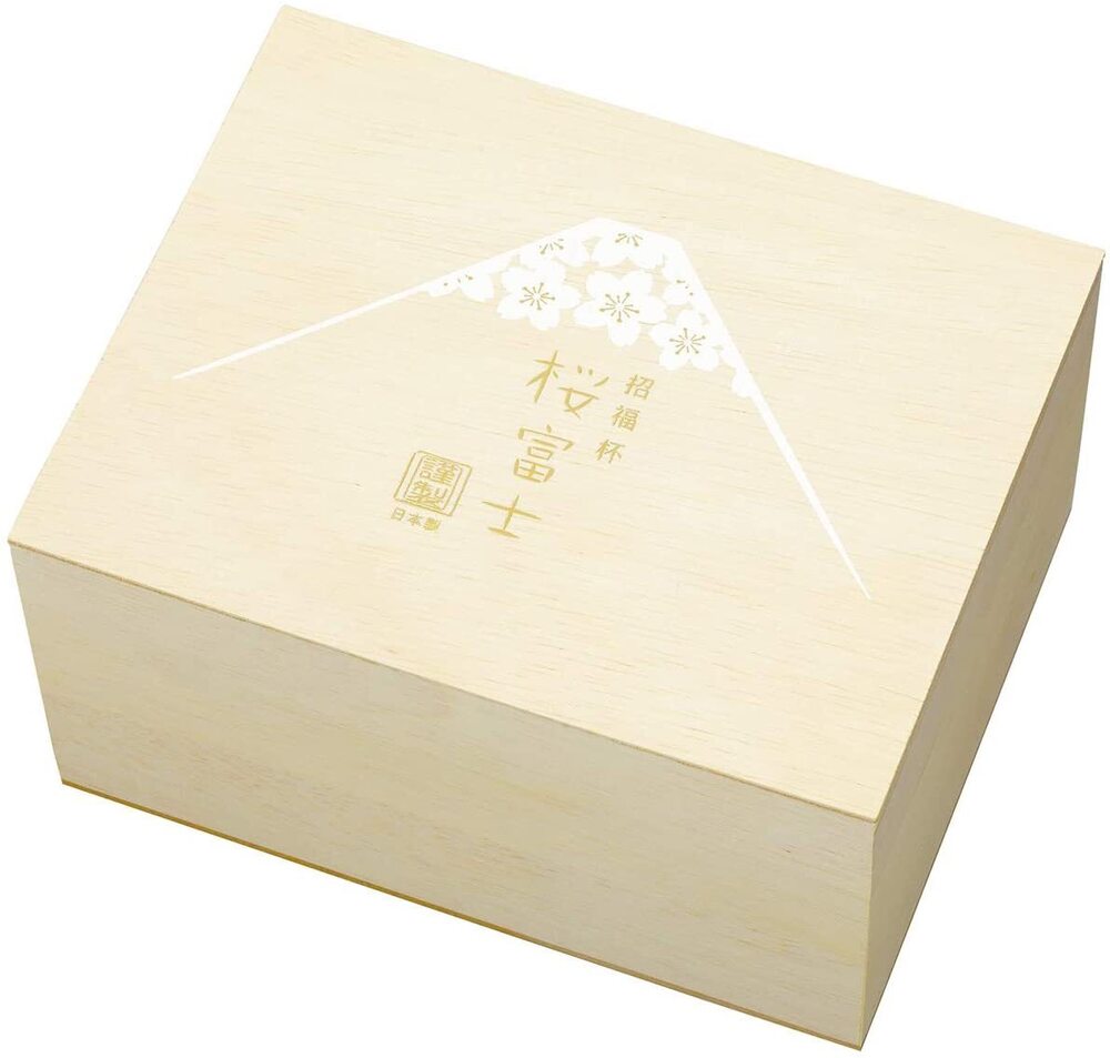 Toyo-Sasaki Glass Good Fortune Sakura Mt Fuji Sake Set 3pcs