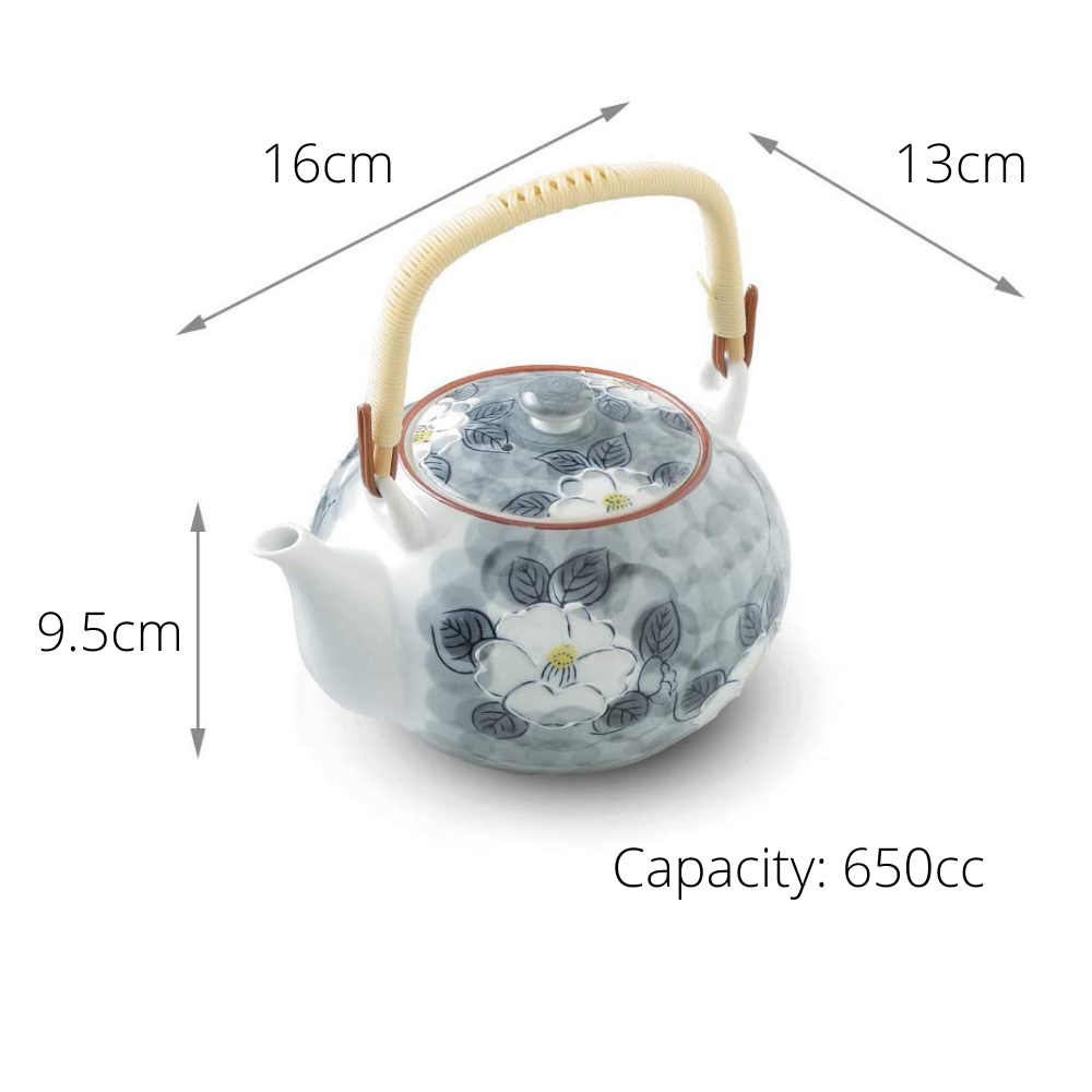 Arita Porcelain Camellia Utsuwa Teapot 6-piece Set