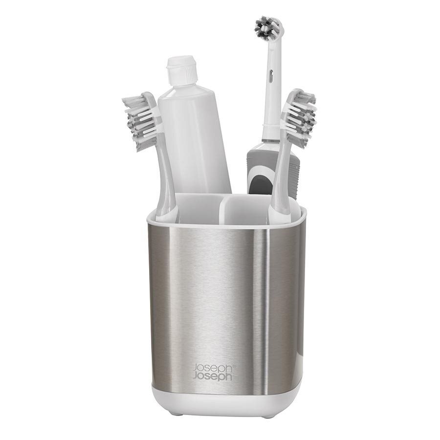 Joseph Joseph EasyStore Small Steel Toothbrush Caddy White