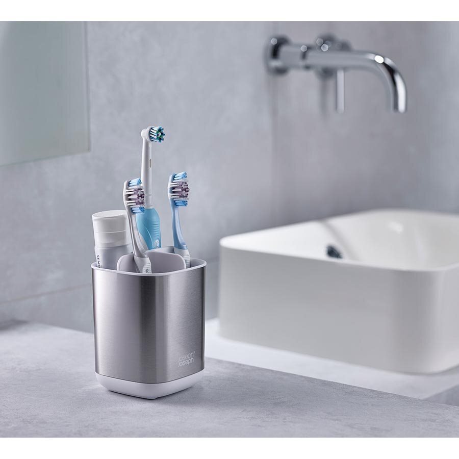 Joseph Joseph EasyStore Small Steel Toothbrush Caddy White
