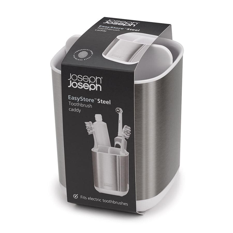 Joseph Joseph EasyStore Small Steel Toothbrush Caddy White