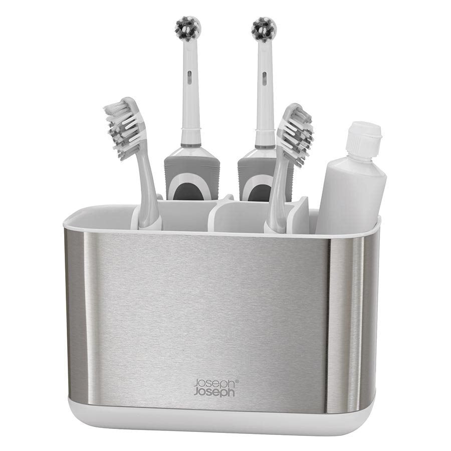 Joseph Joseph EasyStore Large Steel Toothbrush Caddy White