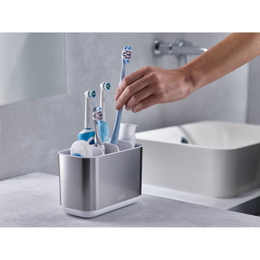 Joseph Joseph EasyStore Large Steel Toothbrush Caddy White