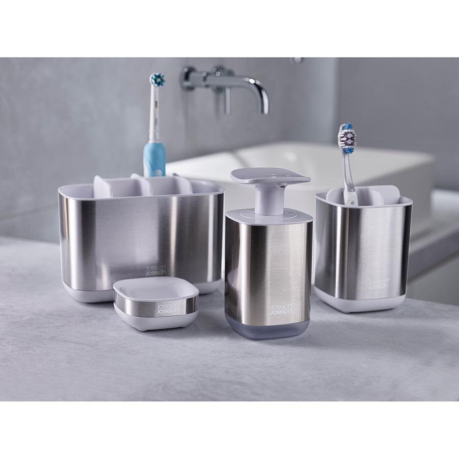 Joseph Joseph EasyStore Large Steel Toothbrush Caddy White