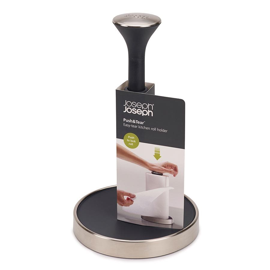 Joseph Joseph Push & Tear Kitchen Roll Holder Grey