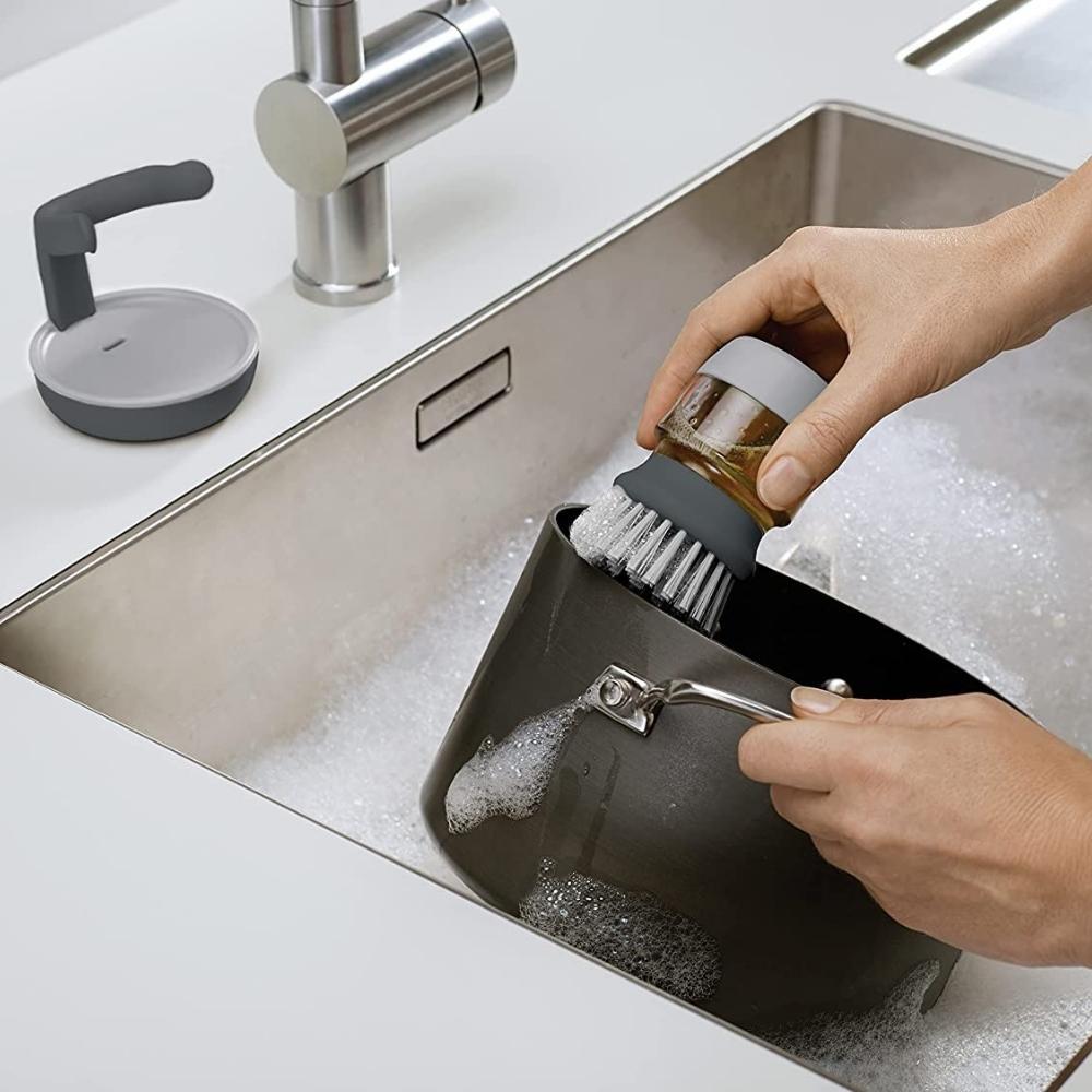 Joseph Joseph Palm Scrub Soap Dispensing Brush - Grey