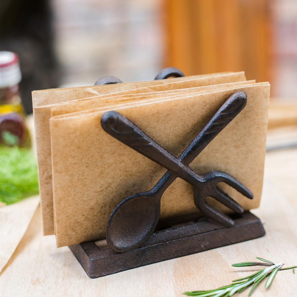 Vintage Cast Iron Spoon & Fork Napkin Holder