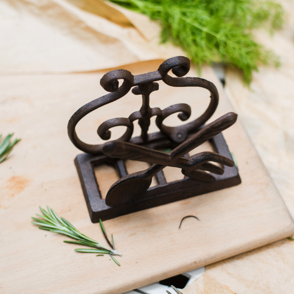 Vintage Cast Iron Spoon & Fork Napkin Holder