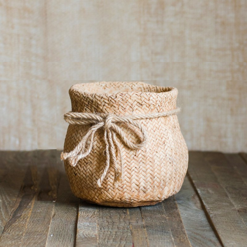 Burlap Bag Look Concrete Planter
