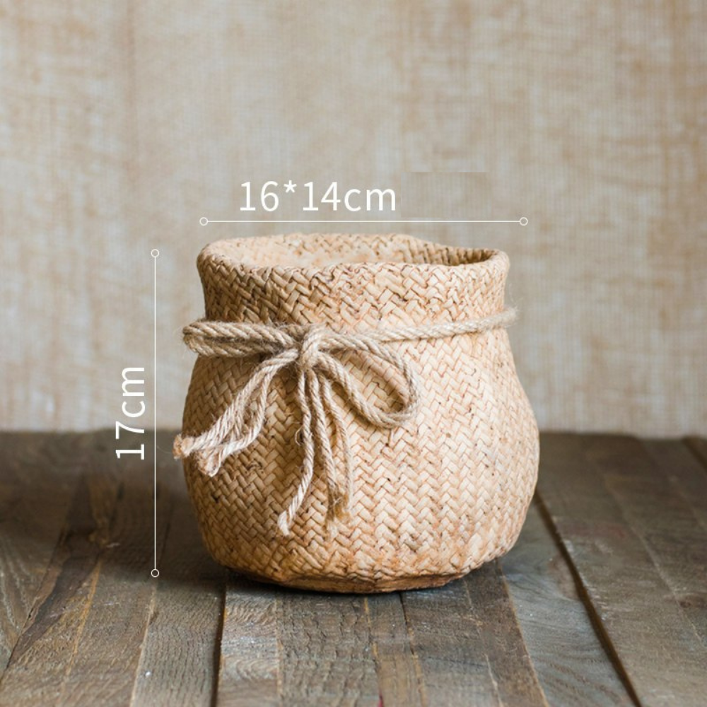 Burlap Bag Look Concrete Planter