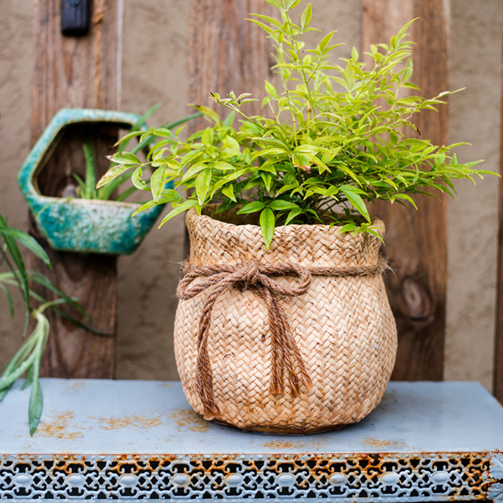 Burlap Bag Look Concrete Planter