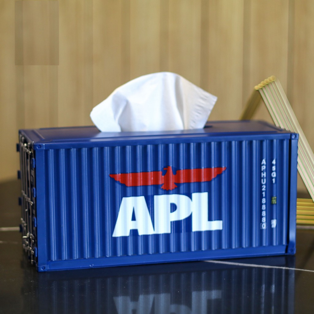 APL Vintage Diecast Metal Cargo Container Tissue Box