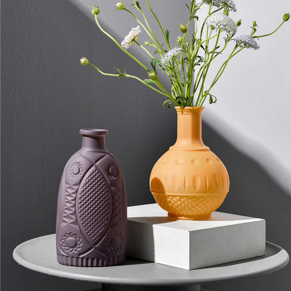 Christie Purple Frosted Finish Glass Vase