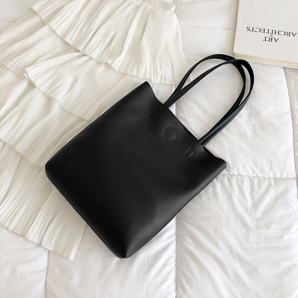 Minimalist Double Handle Black Tote Bag