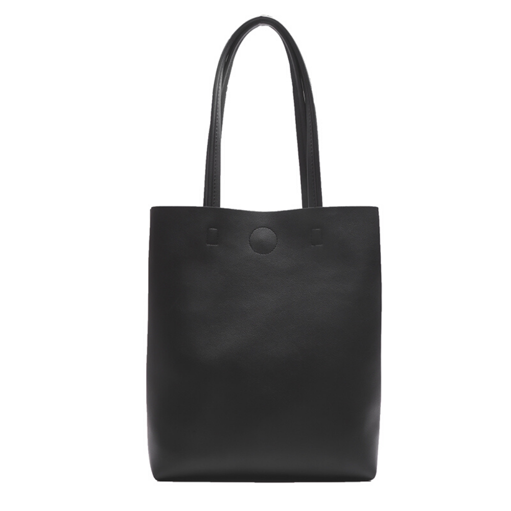 Minimalist Double Handle Black Tote Bag