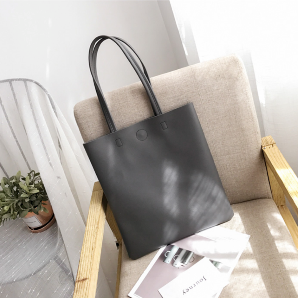 Minimalist Double Handle Ash Grey Tote Bag