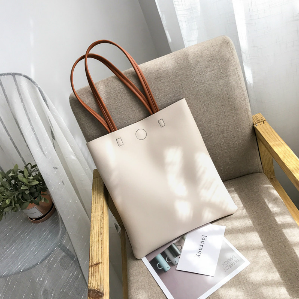 Minimalist Double Handle White Tote Bag